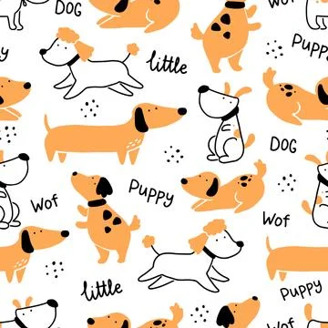 Seamless pattern of cute dog puppy. Stock Illustration