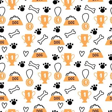 Seamless pattern of cute dog puppy symbol Stock Illustration