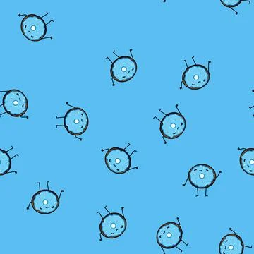 Seamless pattern cute donut character cartoon vector Stock Illustration