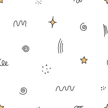 Seamless pattern with cute doodle elements. Stock Illustration