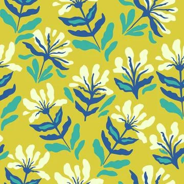Seamless pattern with cute doodle floral elements. Hand drawn print for textile Illustrazione stock