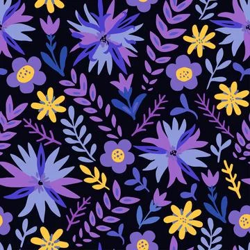 Seamless pattern with cute doodle floral elements. Hand drawn print for textile Illustrazione stock