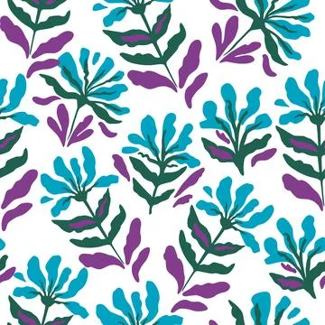 Seamless pattern with cute doodle floral elements. Hand drawn print for textile Illustrazione stock