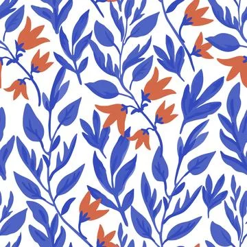 Seamless pattern with cute doodle floral elements. Hand drawn print for textile Stock Illustration