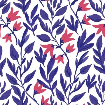 Seamless pattern with cute doodle floral elements. Hand drawn print for textile 스톡 일러스트