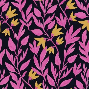 Seamless pattern with cute doodle floral elements. Hand drawn print for textile Stock Illustration