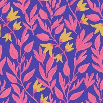 Seamless pattern with cute doodle floral elements. Hand drawn print for textile Stock Illustration