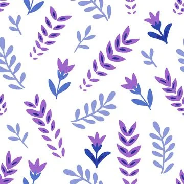 Seamless pattern with cute doodle floral elements. Hand drawn print for textile Stock Illustration