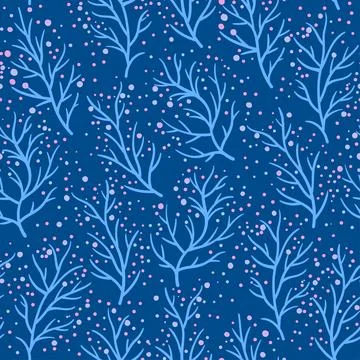 Seamless pattern with cute doodle floral elements. Hand drawn print for tex.. 스톡 일러스트