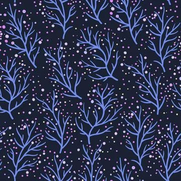 Seamless pattern with cute doodle floral elements. Hand drawn print for tex.. 스톡 일러스트
