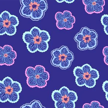 Seamless pattern with cute doodle floral elements. Hand drawn print for tex.. イラスト素材