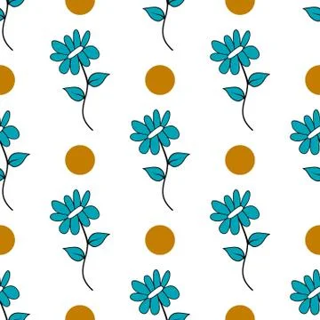 Seamless pattern with cute doodle flower Stock Illustration
