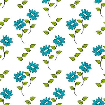 Seamless pattern with cute doodle flower Stock Illustration