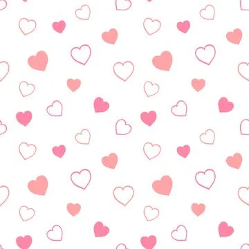 Seamless pattern of cute drawn hearts. Gentle romantic background for Valent Stock Illustration