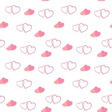 Seamless pattern of cute drawn hearts. Gentle romantic background for Valent Stock Illustration