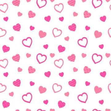 Seamless pattern of cute drawn hearts. Gentle romantic background for Valent Stock Illustration