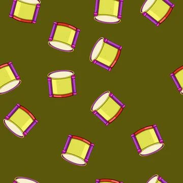 Seamless pattern cute drum toy cartoon vector Stockillustratie
