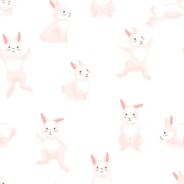 Seamless pattern with cute Easter Bunnies. Stock Illustration