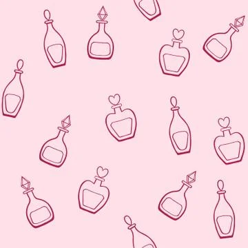 Seamless pattern with cute elegance cosmetic bottles Stock Illustration