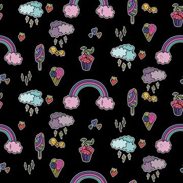 Seamless pattern with cute elements. Illustrazione stock