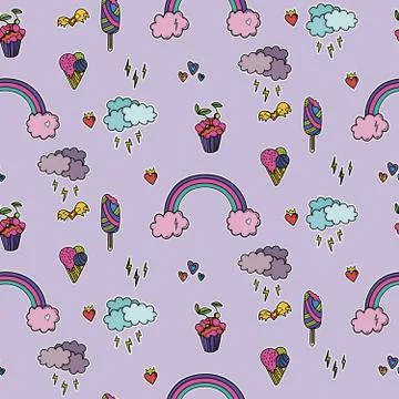 Seamless pattern with cute elements. Stock Illustration