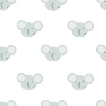Seamless pattern with cute Elephant. simple flat vector. Hand drawing for chi Stock Illustration