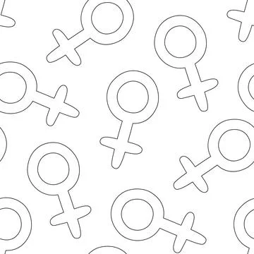 Seamless Pattern with Cute Female Gender Symbol Stock Illustration