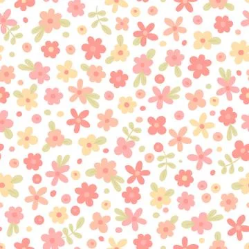 Seamless pattern with cute flowers Stock Illustration