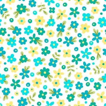 Seamless pattern with cute flowers Stock Illustration