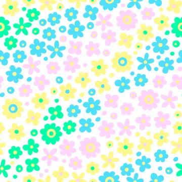Seamless pattern with cute flowers Stock Illustration