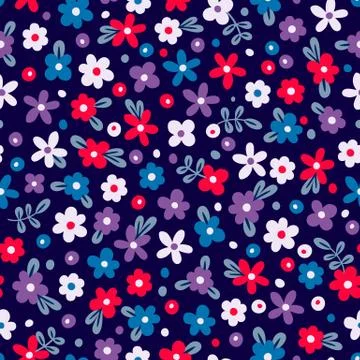 Seamless pattern with cute flowers Stock Illustration