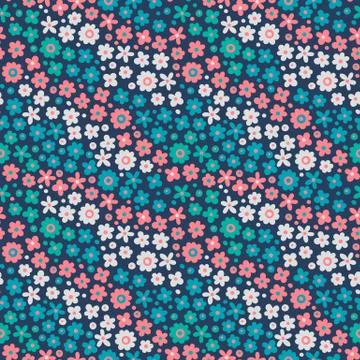 Seamless pattern with cute flowers Stock Illustration