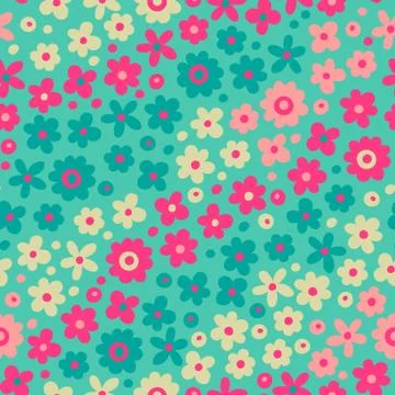 Seamless pattern with cute flowers Stock Illustration