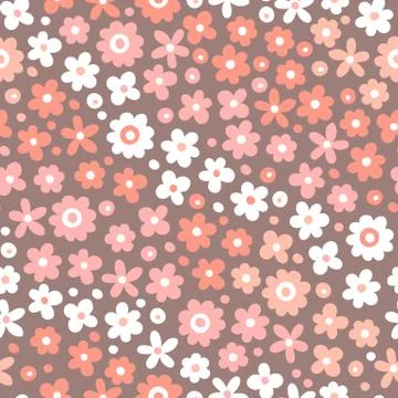 Seamless pattern with cute flowers Stock Illustration