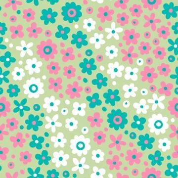 Seamless pattern with cute flowers Stock Illustration