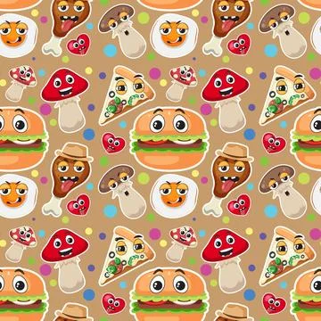 Seamless pattern with cute food theme Stock Illustration