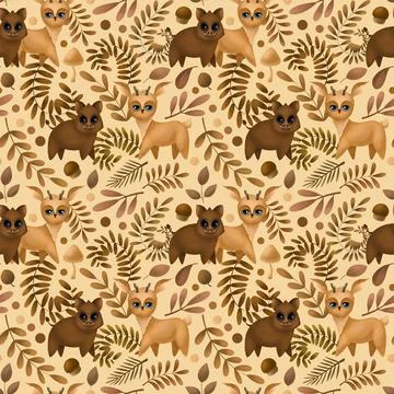 Seamless pattern with cute forest animals. Children's illustration Stock Illustration