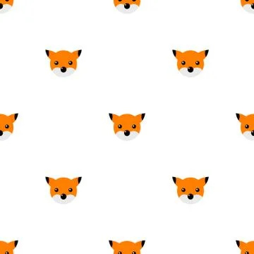 Seamless pattern with cute fox. Vector illustration for design, web. Stock Illustration