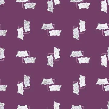 Seamless pattern cute frog umbrella. Background of funny accessory shape head Illustrazione stock