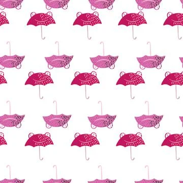 Seamless pattern cute frog umbrella. Background of funny accessory shape head Stock Illustration