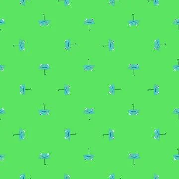 Seamless pattern cute frog umbrella. Background of funny accessory shape head 스톡 일러스트