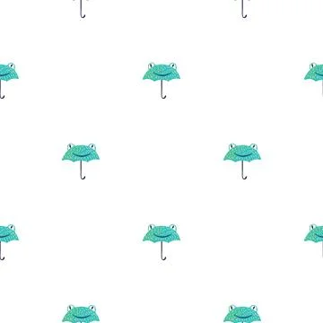 Seamless pattern cute frog umbrella. Background of funny accessory shape head イラスト素材