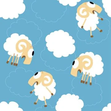 Seamless pattern with cute funny sheep Stock Illustration