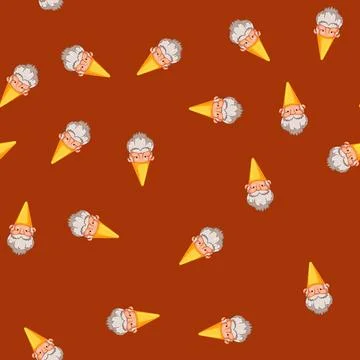 Seamless pattern cute garden gnome cartoon vector Stockillustratie