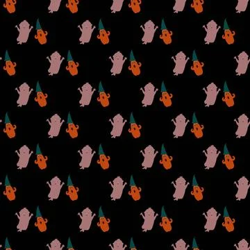 Seamless pattern with cute ghosts. Stock Illustration