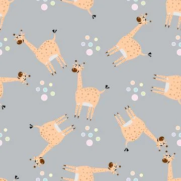 Seamless pattern with cute giraffe. Creative texture for fabric, textile. Stock Illustration