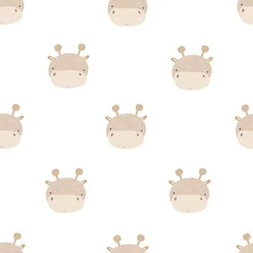 Seamless pattern with cute giraffe. simple flat vector. Hand drawing for chil Stock Illustration