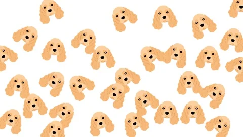 Seamless Pattern of Cute Golden Cocker Spaniel Dog Heads on White Background Stock-Footage 345539288