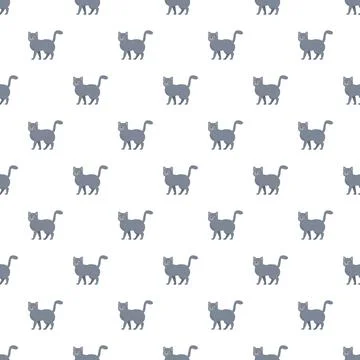 Seamless pattern with cute gray cartoon cats 스톡 일러스트