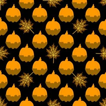 Seamless pattern with cute Halloween elements. Illustrazione stock